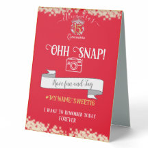 Elegantes rotes Quinceañera-Spanisch Oh-Snap-Tag