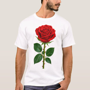 Elegantes rotes Rosen-Blumendesign T-Shirt
