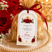 Elegantes rotes Rosen-Gold-Quinceañera-Geschenk