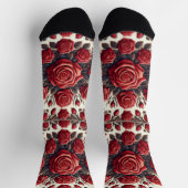 Elegantes rotes Rosen-Mandala Socken (Oben)