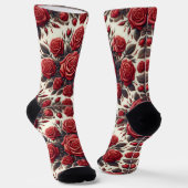 Elegantes rotes Rosen-Mandala Socken (Gewinkelt)