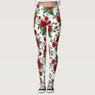 Elegantes rotes Rosen nahtloses Blumenmuster Leggings