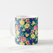 Elegantes rotes Rosenmuster Kaffeetasse (Vorderseite Links)