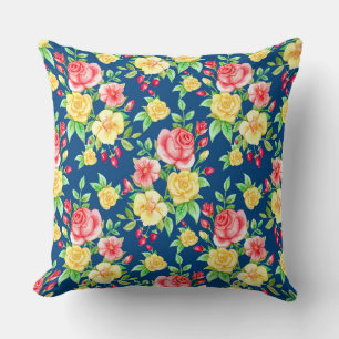 Elegantes rotes Rosenmuster Kissen