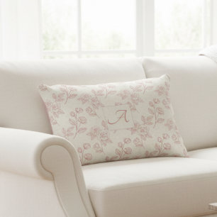 Elegantes rotes Rosenpapier-Chintz-Monogramm Dekokissen