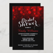 Elegantes rotes Saitenlicht-Brautparty Einladung (Vorne/Hinten)