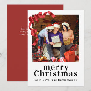 Elegantes rotes Schleifenband Frohe Weihnachten Fo