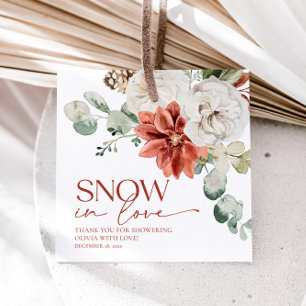 Elegantes Rotes Schnee in Liebe Winter Brautparty Geschenkanhänger