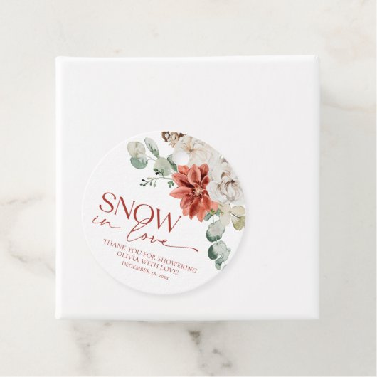 Elegantes Rotes Schnee in Liebe Winter Brautparty Geschenkanhänger (Beispiel)