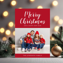 Elegantes rotes Schriftzug Ein-Foto-Weihnachten
