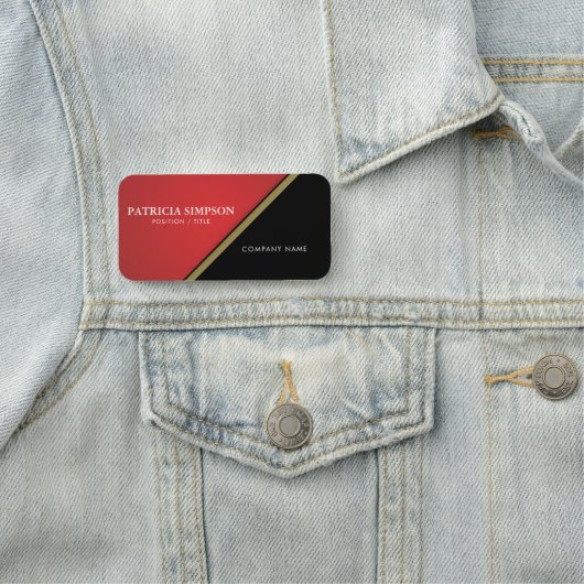 Elegantes, rotes Schwarz mit goldenem Schnitt: Lux Namensschild (Beispiel)