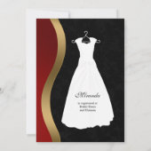 Elegantes Rotes Schwarzes Brautparty Einladung (Rückseite)