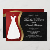 Elegantes Rotes Schwarzes Brautparty Einladung (Vorne/Hinten)