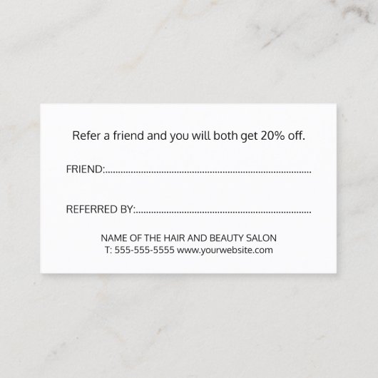 Elegantes Rotes Schwarzes Golden Herz Beauty Salon Empfehlungskarte (Rückseite)