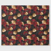 Elegantes rotes, schwarzes und goldfarbenes Marmor Geschenkpapier (Flach)