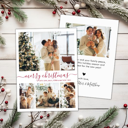 Elegantes rotes Script 4 Foto Collage Weihnachten