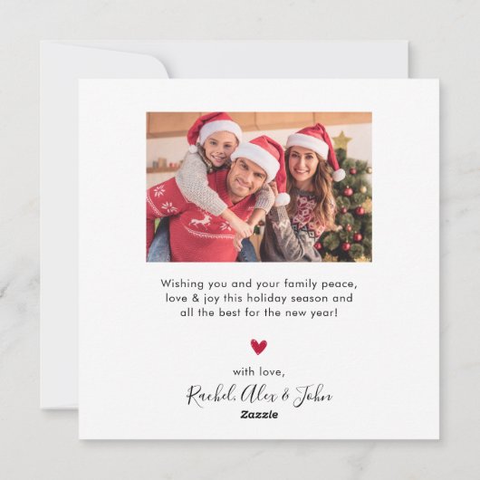 Elegantes rotes Script 4 Foto Collage Weihnachten (Rückseite)