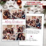 Elegantes rotes Script 5 Foto Collage Weihnachten<br><div class="desc">Modern Simple Elegant Red Calligraphy 5 Foto Collage Frohe Weihnachts Script Holiday Card. BITTE BEACHTEN SIE, DIESE 6, 5" X 8, 75" GRÖSSENKARTEN SIND GRÖSSER ALS DER DURCHSCHNITT, WEGEN DER GRÖSSEREN KARTENGRÖSSE IST ES FAST SICHER, DASS DIE POSTENKOSTEN HÖHERER SIND. WENN SIE DIE STANDARD-12x18"-GRÖSSE VORziehen, KÖNNEN SIE DIE KARTE UNTER...</div>