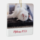 Elegantes Rotes Script Cat Foto Modern Keramikornament (Rechts)