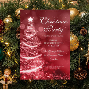 Elegantes Rotes & Silberes Weihnachtsfest Party Sp Einladung