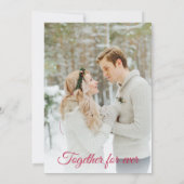 Elegantes rotes Skript 2 Foto Winterhochzeit Einladung (Rückseite)