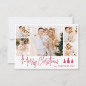 Elegantes Rotes Skript 5 Foto Collage Weihnachtska Einladung (Vorderseite)
