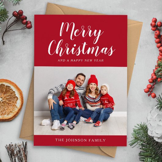 Elegantes Rotes Skript Ein Foto Weihnachten