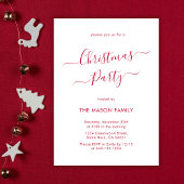 Elegantes Rotes Skript Weißes Weihnachtsfest Party Einladung