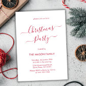 Elegantes Rotes Skript Weißes Weihnachtsfest Party Einladung