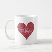 Elegantes Rotes Sparkle Glitzer Kaffeetasse (Links)