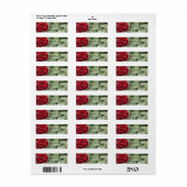 Elegantes, rotes Tee-Rose-Rücksendelabel (Vorne)