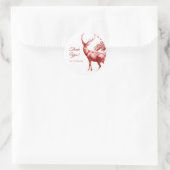 Elegantes Rotes Toile Deer im Wald Runder Aufkleber (Tasche)