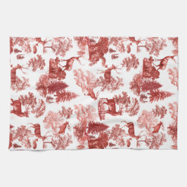 Elegantes Rotes Toile Deer in Woodland Geschirrtuch
