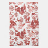 Elegantes Rotes Toile Deer in Woodland Geschirrtuch (Vertikal)