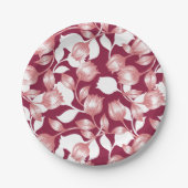 Elegantes rotes Tulip-Silhouette Blumenmuster II Pappteller (Vorderseite)