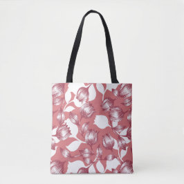 Elegantes rotes Tulip-Silhouette Blumenmuster Tasche