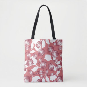 Elegantes rotes Tulip-Silhouette Blumenmuster Tasche