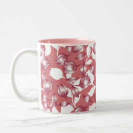 Elegantes rotes Tulip-Silhouette Blumenmuster Zweifarbige Tasse