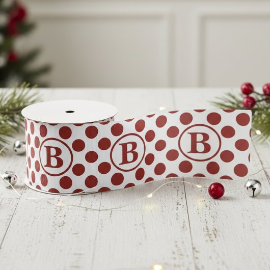 Elegantes rotes Tupfen-Monogramm Ripsband