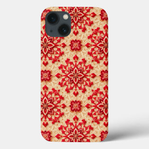 Elegantes rotes und beige ornamentales Muster Case-Mate iPhone Hülle