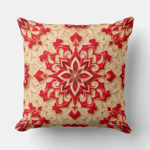 Elegantes rotes und beige ornamentales Muster Kissen