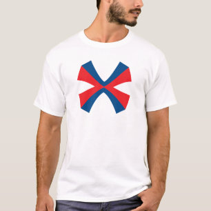 Elegantes rotes und blaues Linien-Letter-X-Monogra T-Shirt