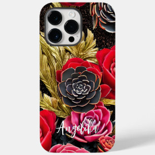 Elegantes rotes und goldenes abstraktes Minimalist Case-Mate iPhone 14 Pro Max Hülle