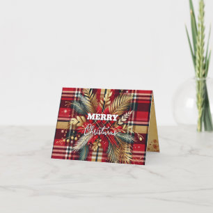 Elegantes rotes und goldenes festliches Karo Karte