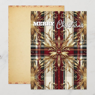 Elegantes rotes und goldenes festliches Karomuster Feiertagskarte