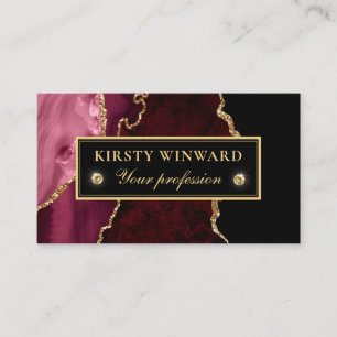 Elegantes rotes und goldenes Glitter-Marmor-Achat Visitenkarte