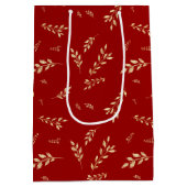 Elegantes rotes und goldenes Muster Mittlere Geschenktüte (Rückseite)