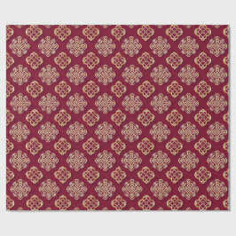 Elegantes rotes und goldenes Musterdesign Geschenkpapier