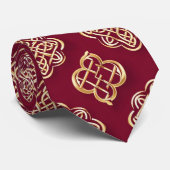 Elegantes rotes und goldenes Musterdesign Krawatte (Gerollt)