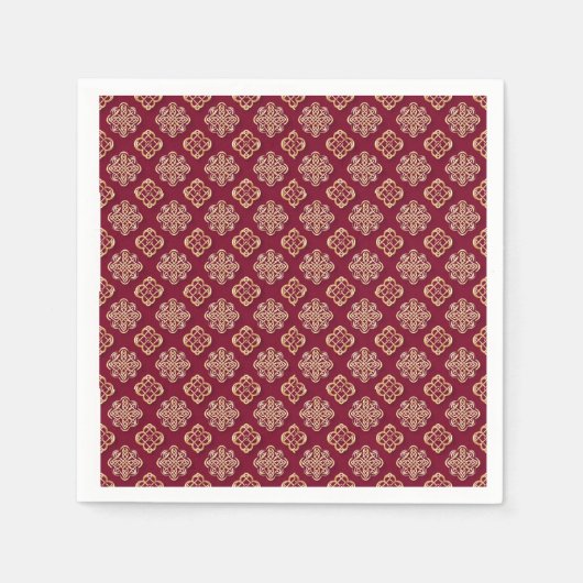 Elegantes rotes und goldenes Musterdesign Serviette (Vorderseite)
